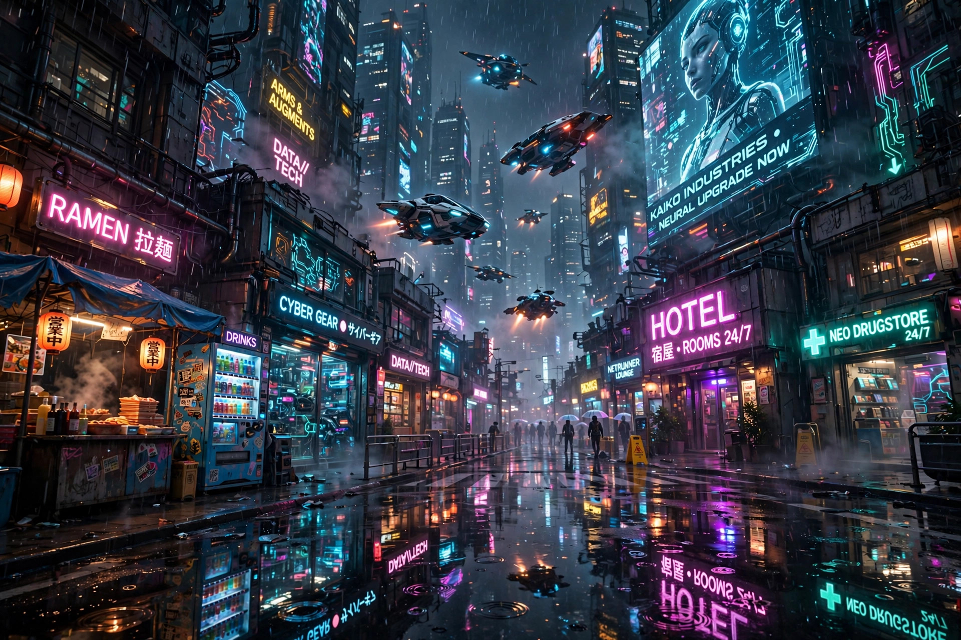 Cyberpunk city at night