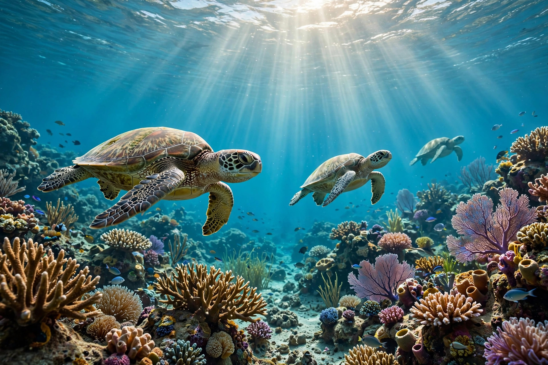 Sea turtles underwater